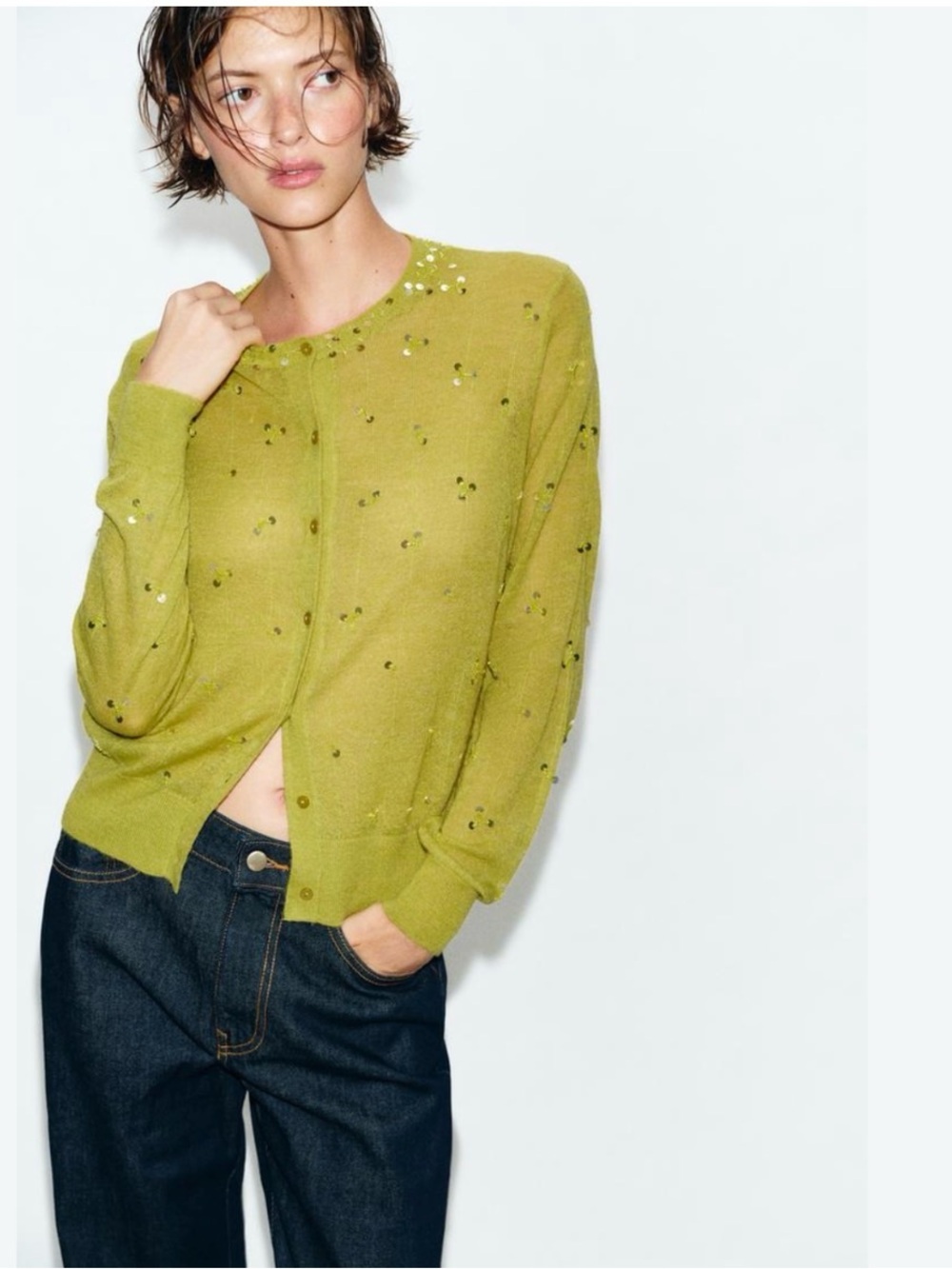 Zara sequin knit cardigan
